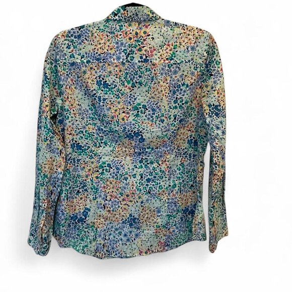 J.Crew Floral 100% cotton blue green floral button down shirt women’s medium - Picture 2 of 4